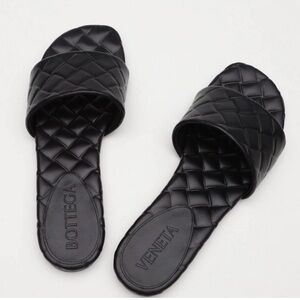 Bottega Veneta Amy | Intrecciato Leather Flat Mule Sandals | Black | Size 37 🖤